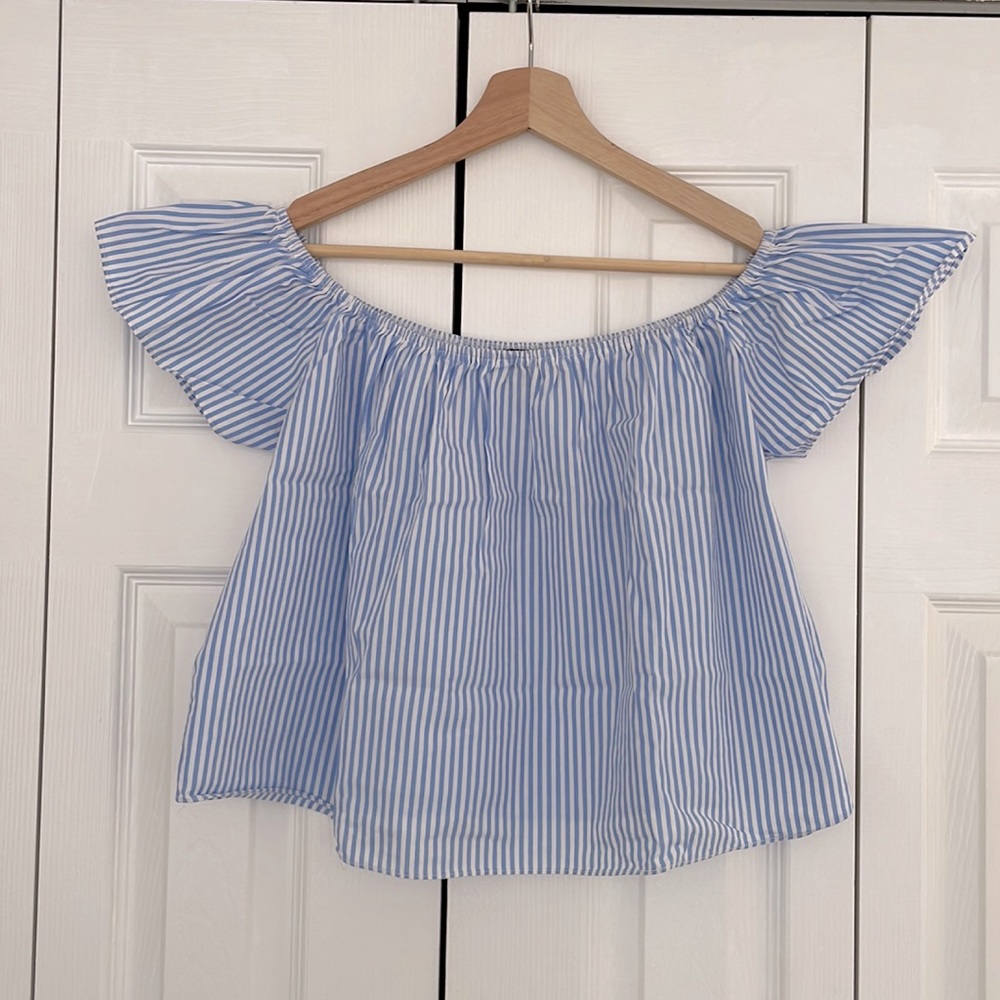Blue and white stripy summer top